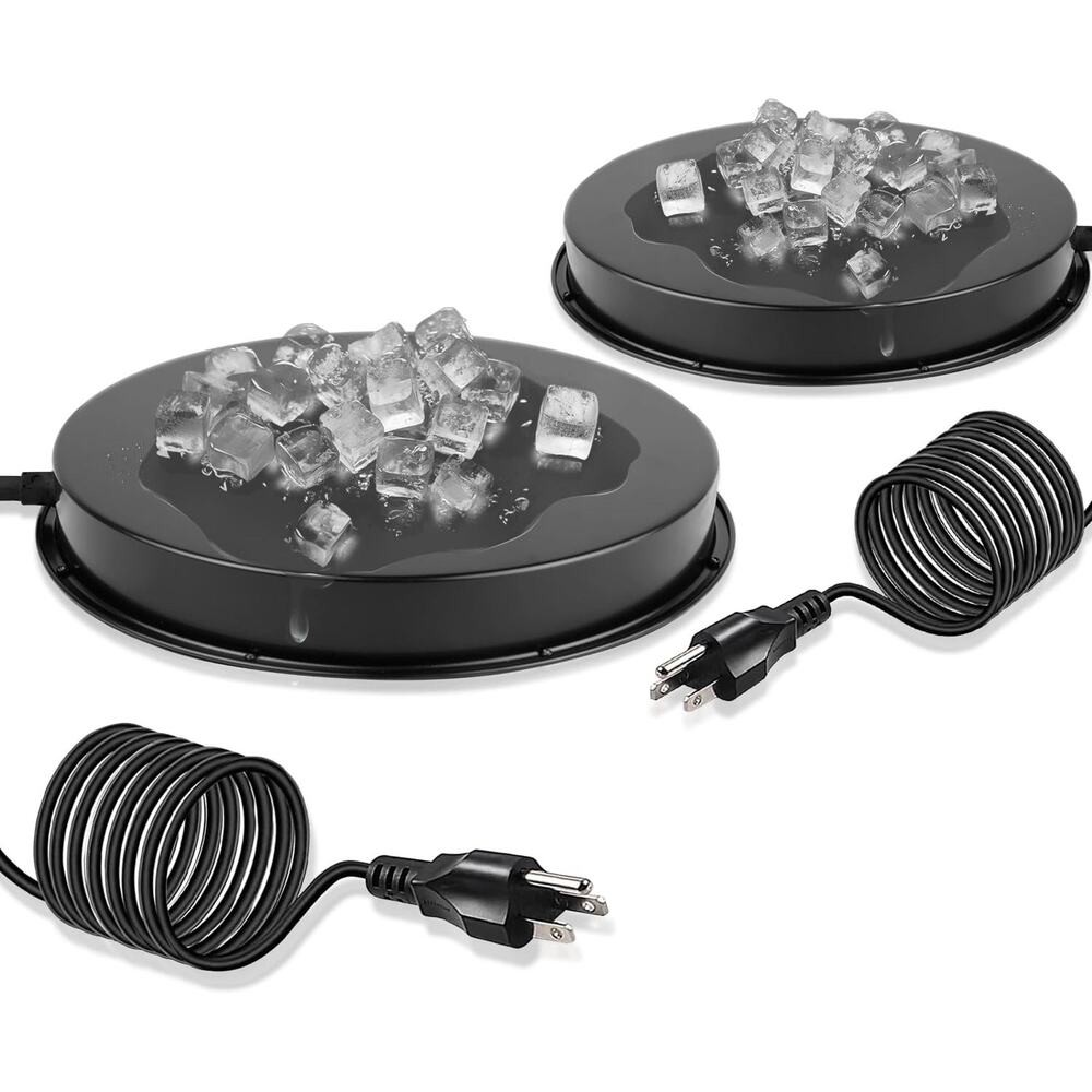 2PK Black Electric Chicken Water Heater Drinker Heated Poultry Waterer Base 11"